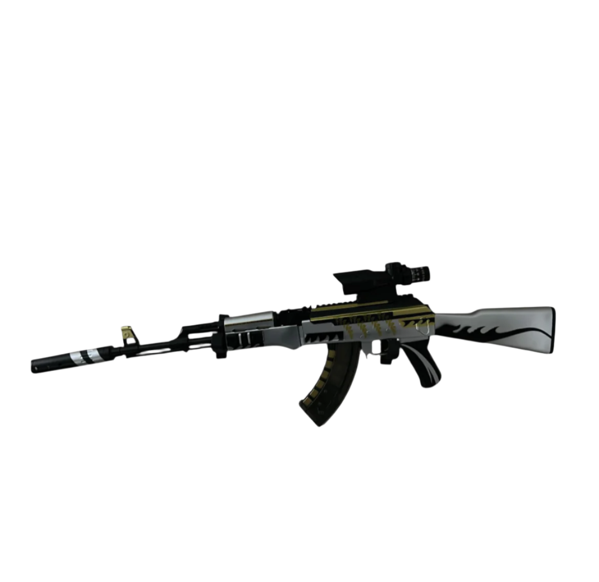 AR, gel blaster, white, black, close range, long range, manual, barrel, stock, different attachments, scope, replica