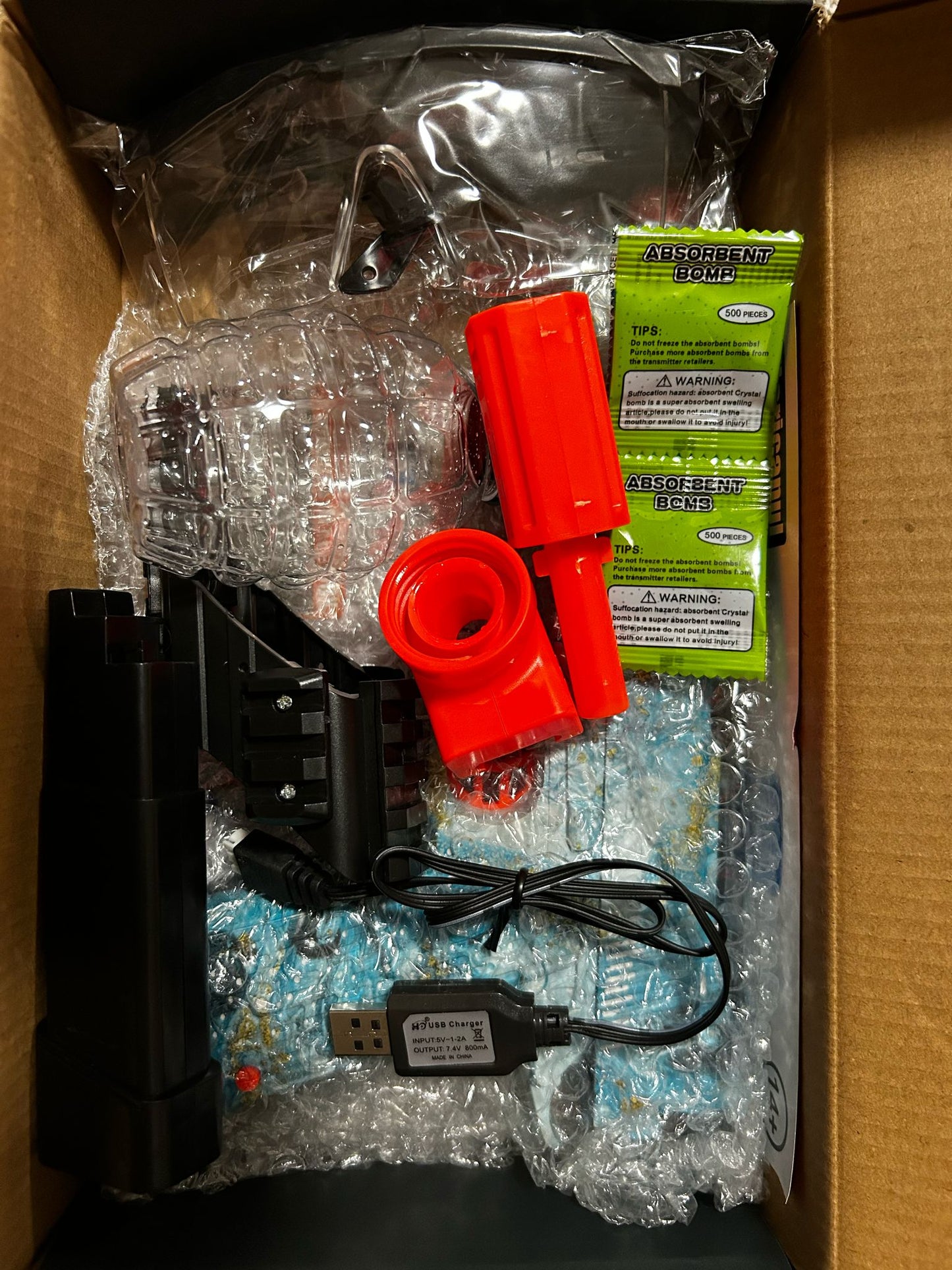 pistol, gel blaster, top loader, blue, close range, long range, battery charged, extended mag