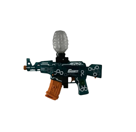 smg, gel blaster, top loader, blue, close range, long range, battery charged, compact, geometry