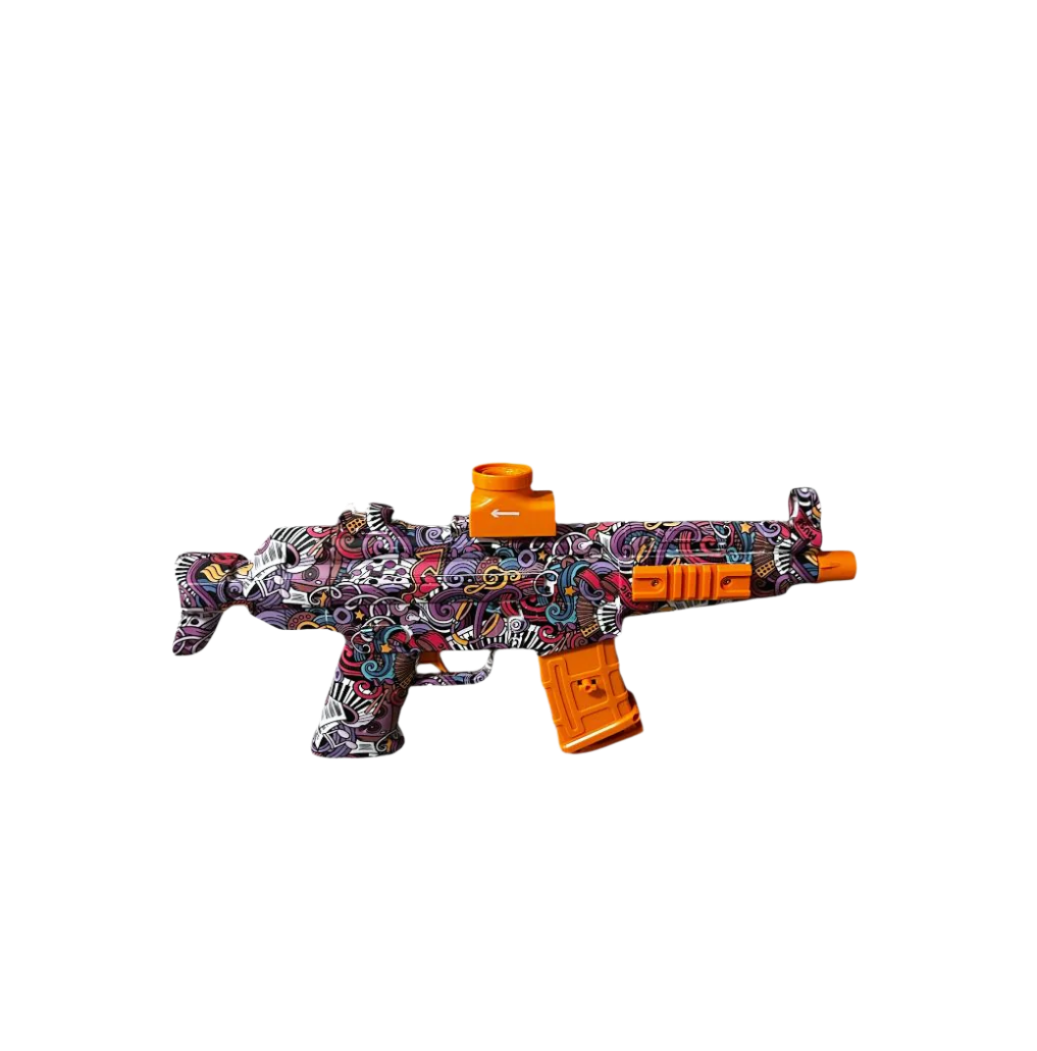 smg, gel blaster, top loader, multicolored, close range, long range, battery charged, mp5