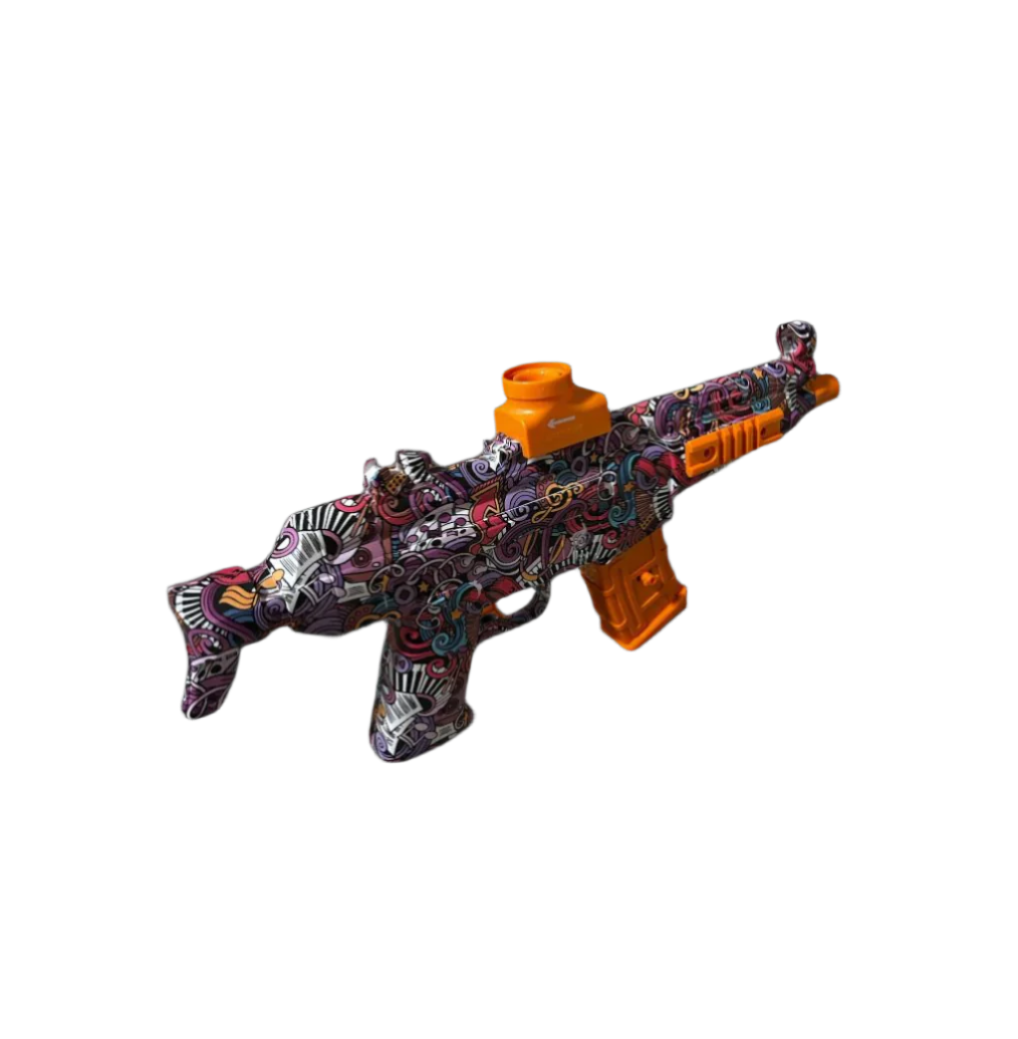 smg, gel blaster, top loader, multicolored, close range, long range, battery charged, mp5